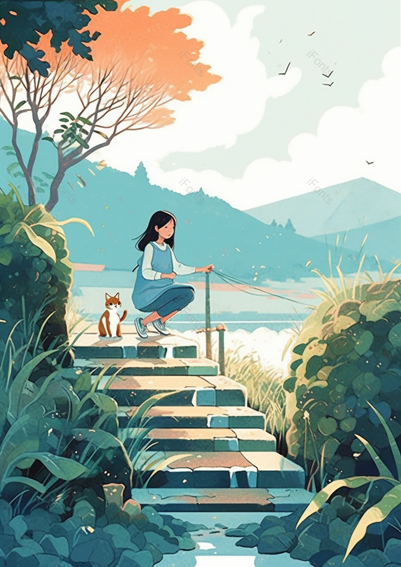 夏天人物动物风景插画,插画/手绘图,插画/手绘图库,插画/手绘图下载,插画/手绘